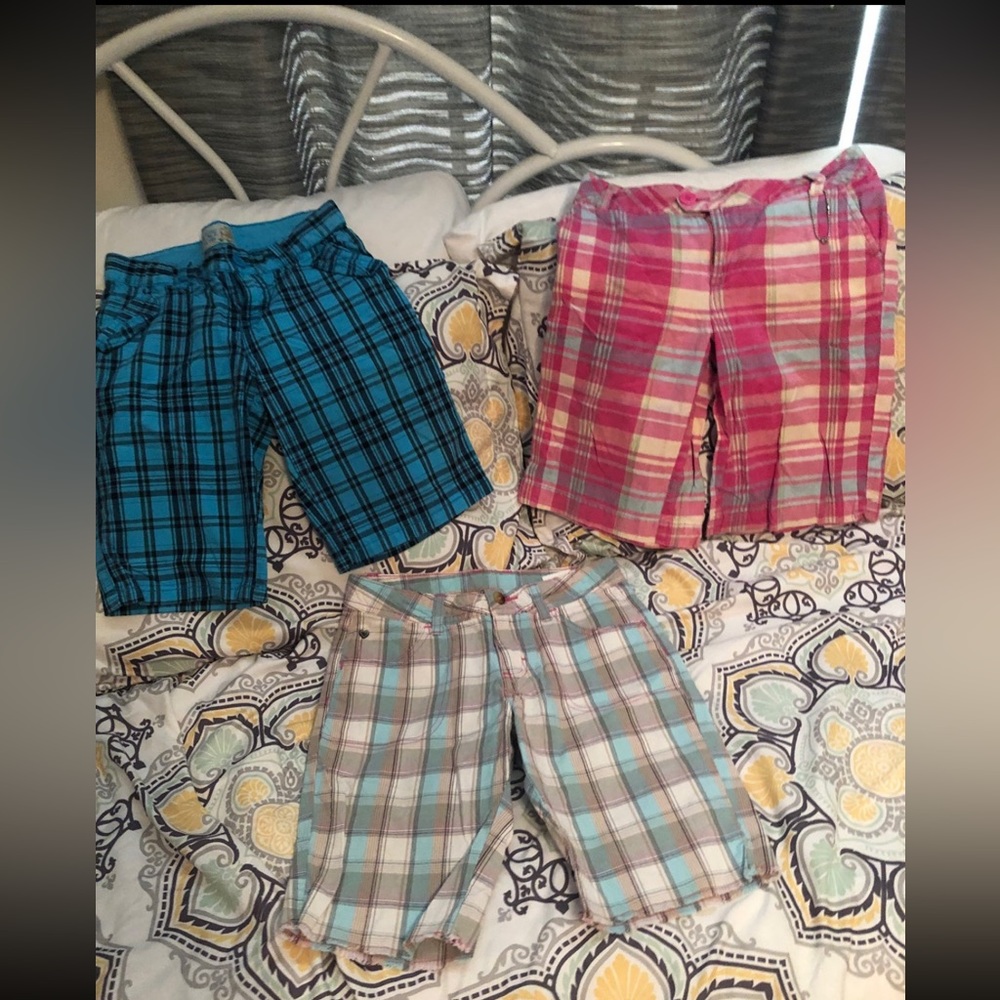 Girls plaid bermuda‎ shorts 10&12